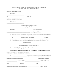 Document preview: Complaint to Quiet Title (Forged Deed) - Volusia County, Florida