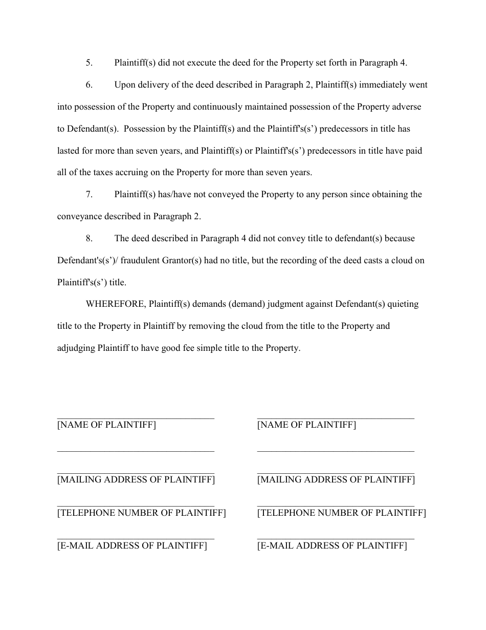Complaint to Quiet Title (Forged Deed) - Volusia County, Florida, Page 2