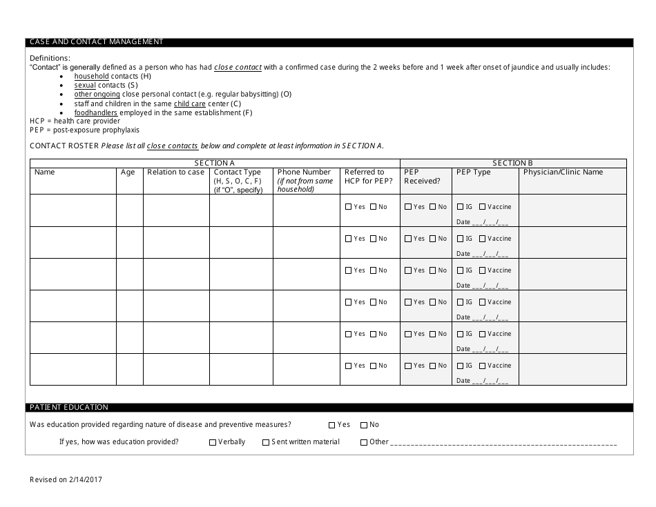 Hepatitis a Case Report Form - Connecticut, Page 4