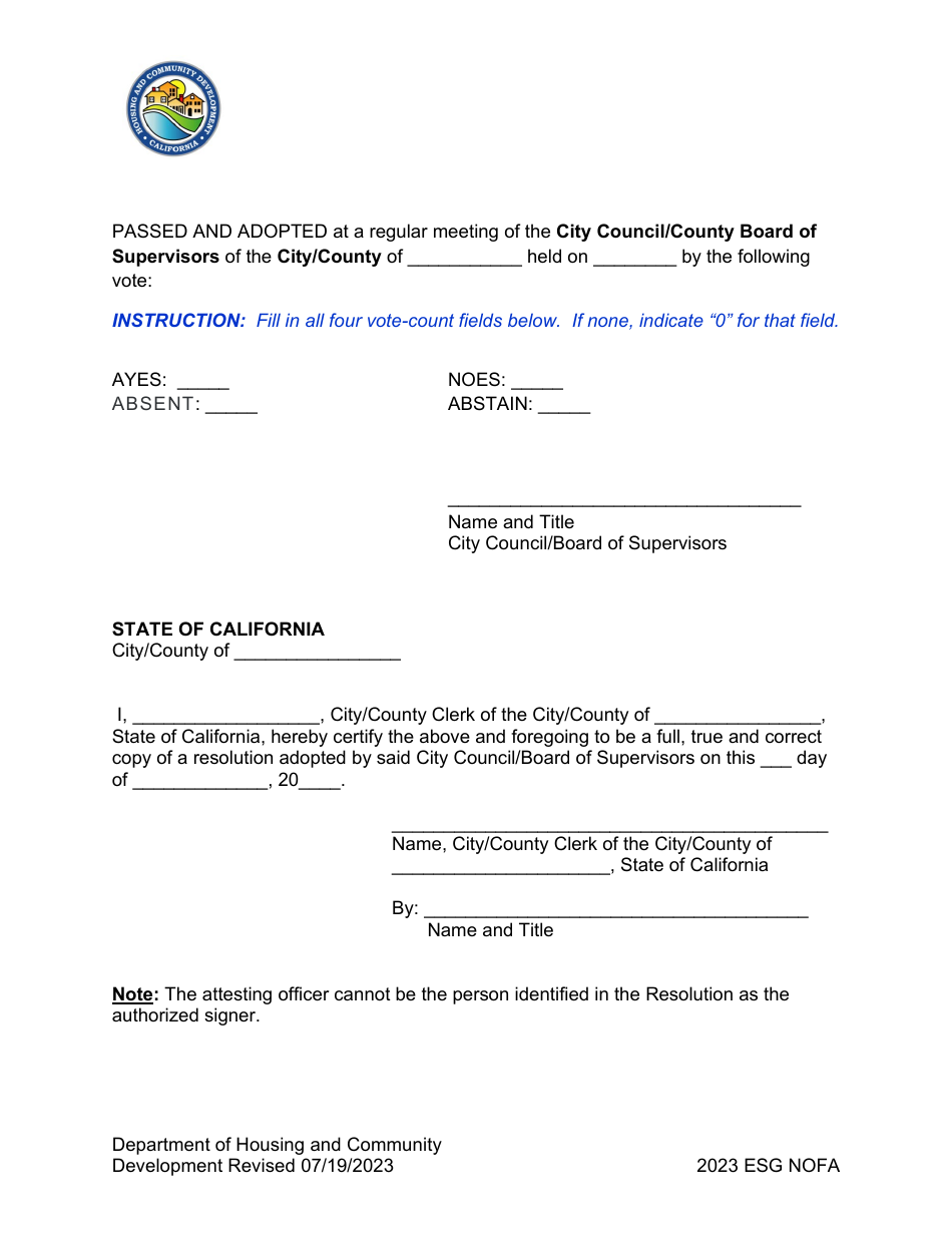 Coc Resolution of the Governing Body - Sample - California, Page 4