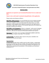 Esg Homelessness Prevention Resolution Form (For Units of General-Purpose Local Government and Jpas) - California