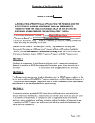 Esg Homelessness Prevention Resolution Form (For Non-profits) - California, Page 2