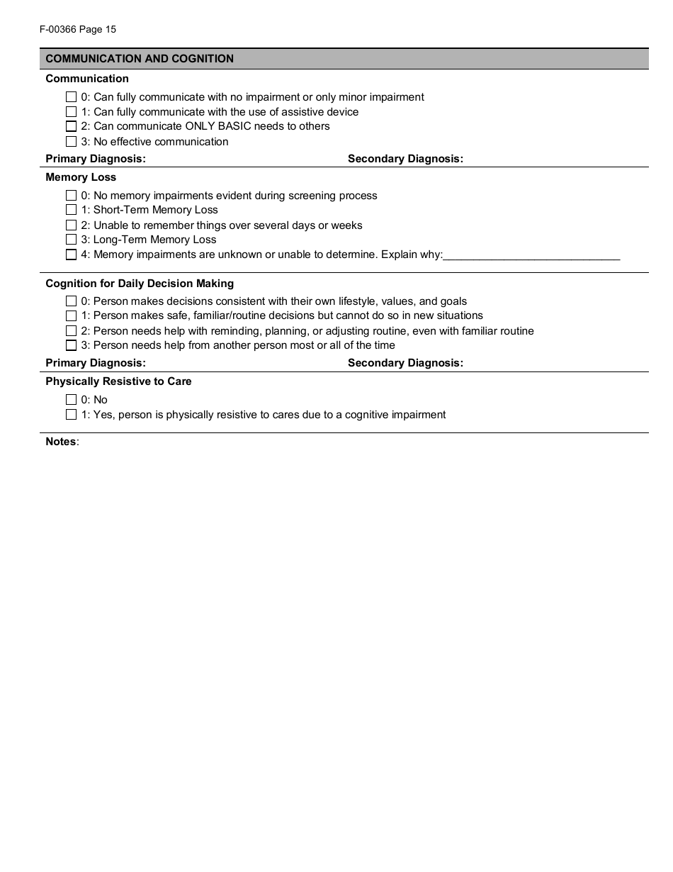 Form F-00366 Wisconsin Adult Long Term Care Functional Screen (Ltcfs) - Wisconsin, Page 15