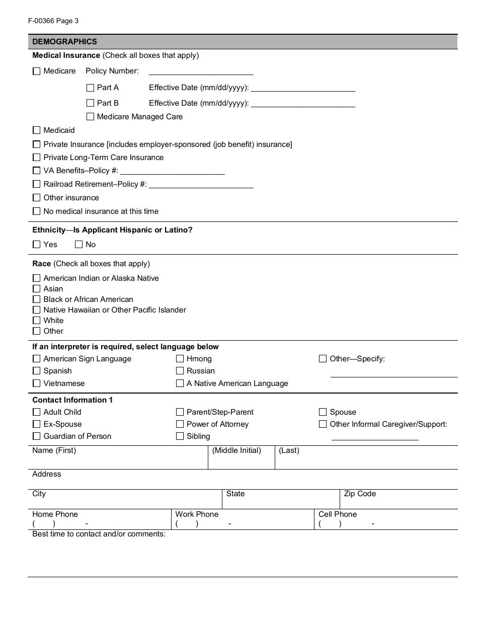 Form F-00366 Download Printable PDF or Fill Online Wisconsin Adult Long ...