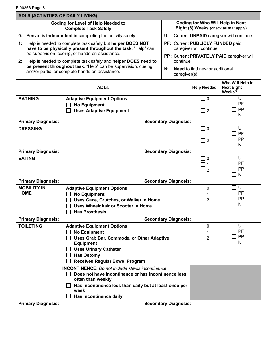 Form F-00366 Download Printable PDF or Fill Online Wisconsin Adult Long ...