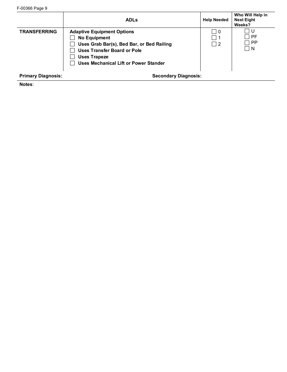 Form F-00366 Wisconsin Adult Long Term Care Functional Screen (Ltcfs) - Wisconsin, Page 9