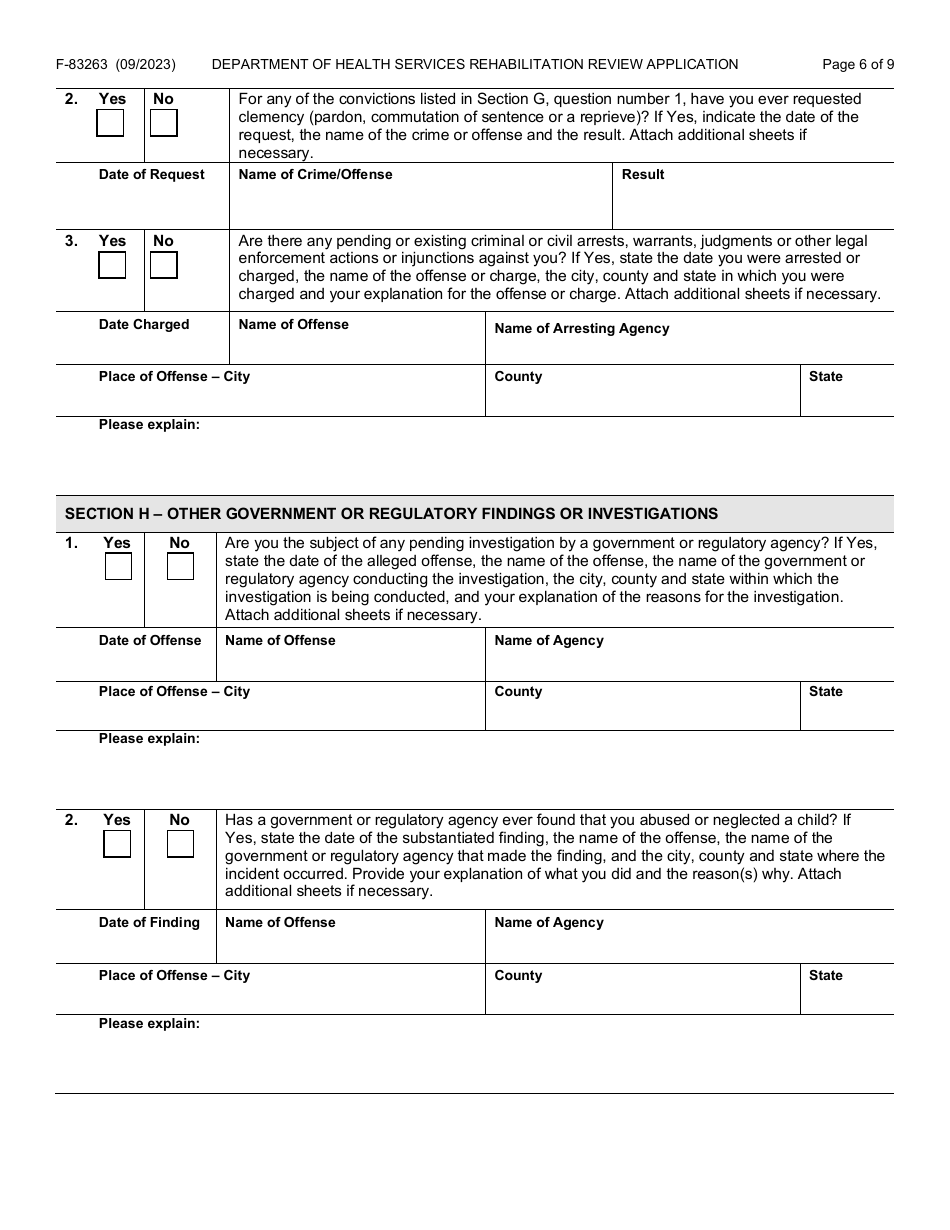 Form F-83263 Rehabilitation Review Application - Wisconsin, Page 6