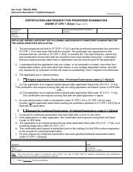 Document preview: Form PTO/AIA/424 Certification and Request for Prioritized Examination Under 37 Cfr 1.102(E)