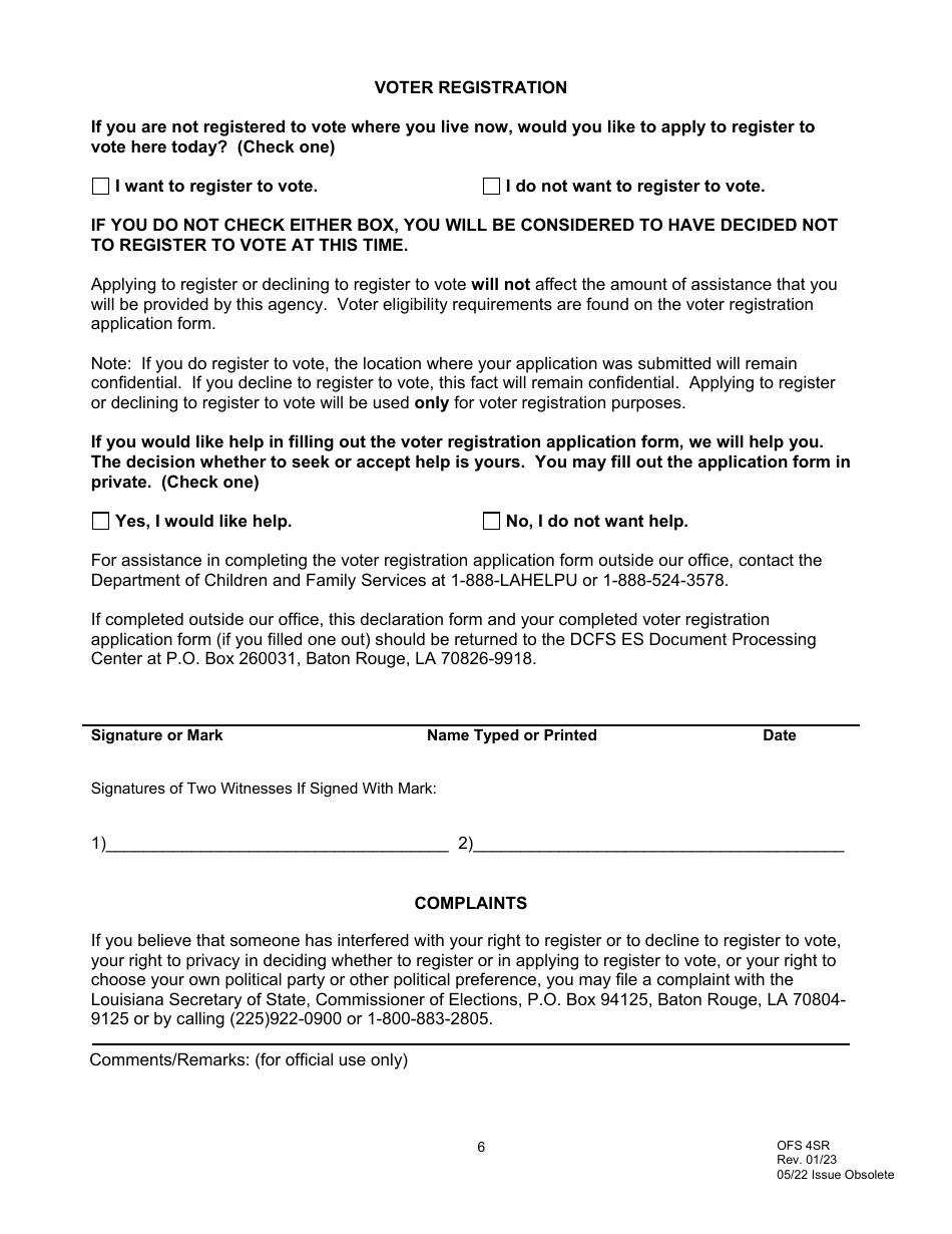 Form OFS4SR Simplified Report - Louisiana, Page 6