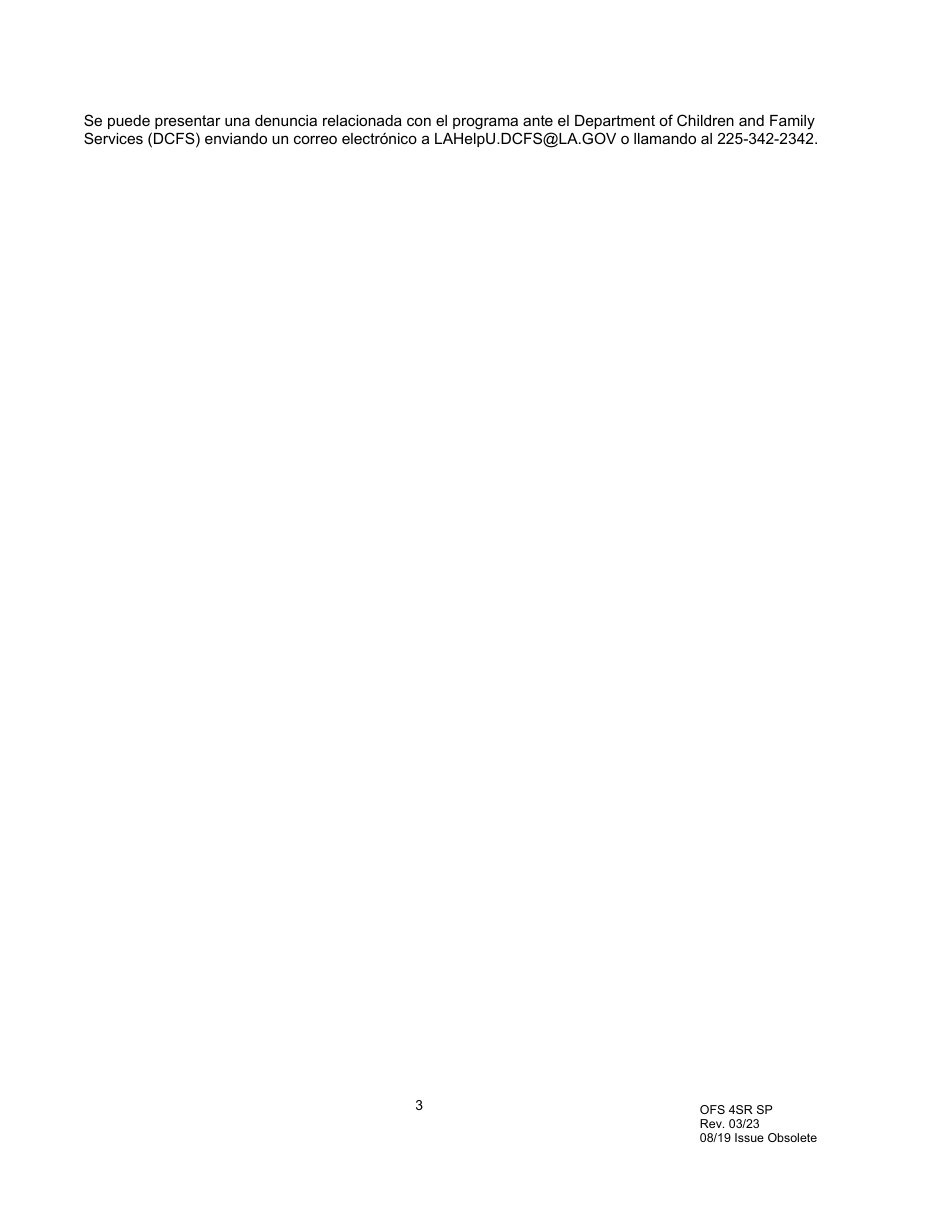 Formulario OFS4SR SP Informe Simplificado - Louisiana (Spanish), Page 3