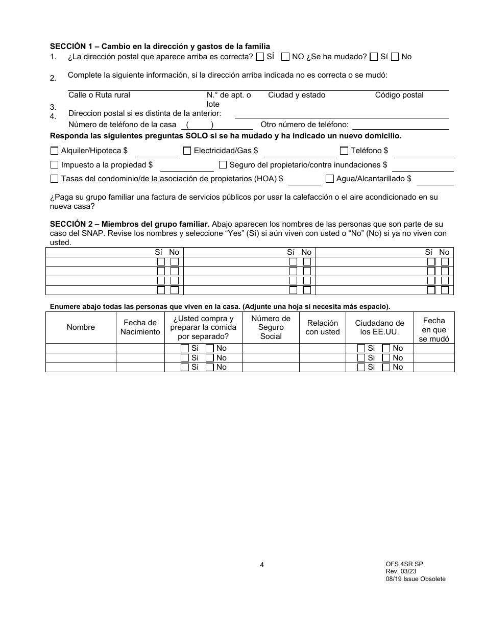 Formulario OFS4SR SP Informe Simplificado - Louisiana (Spanish), Page 4