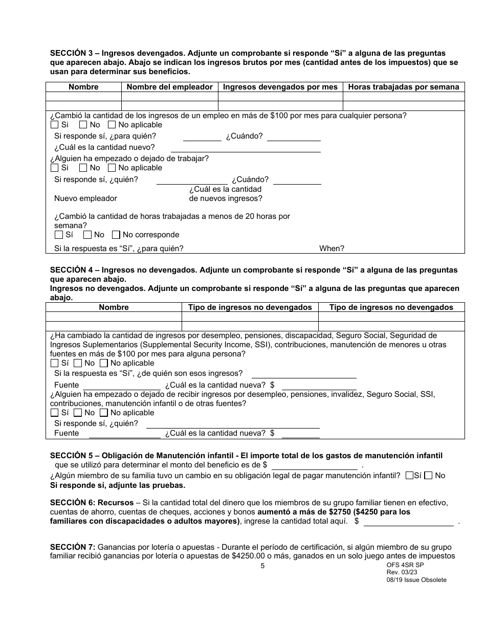 Formulario OFS4SR SP Informe Simplificado - Louisiana (Spanish), Page 5