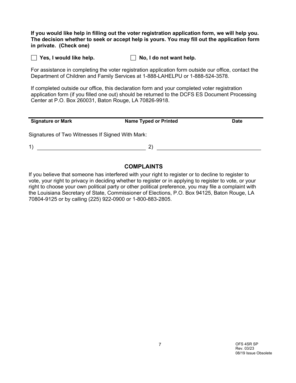 Formulario OFS4SR SP Informe Simplificado - Louisiana (Spanish), Page 7