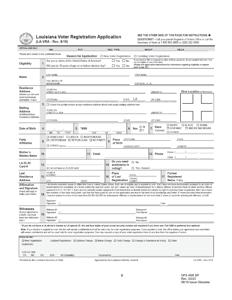 Formulario OFS4SR SP Informe Simplificado - Louisiana (Spanish), Page 8