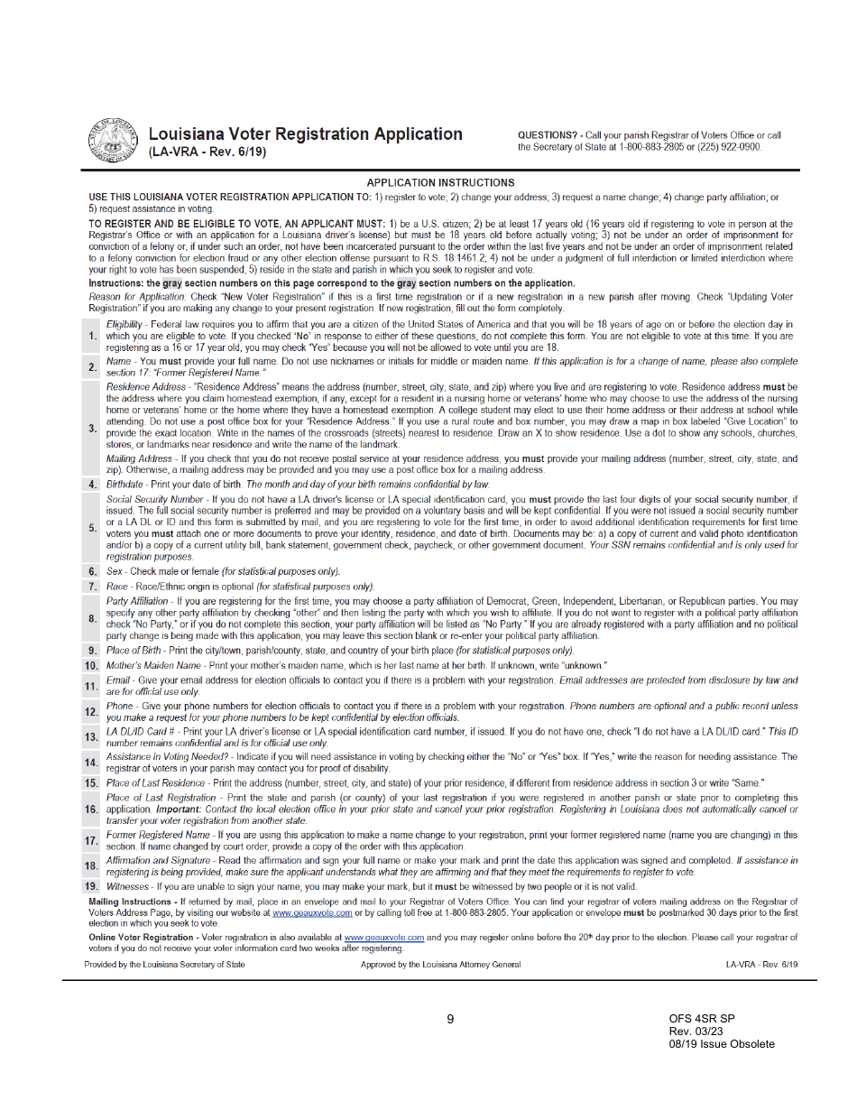 Formulario OFS4SR SP Informe Simplificado - Louisiana (Spanish), Page 9