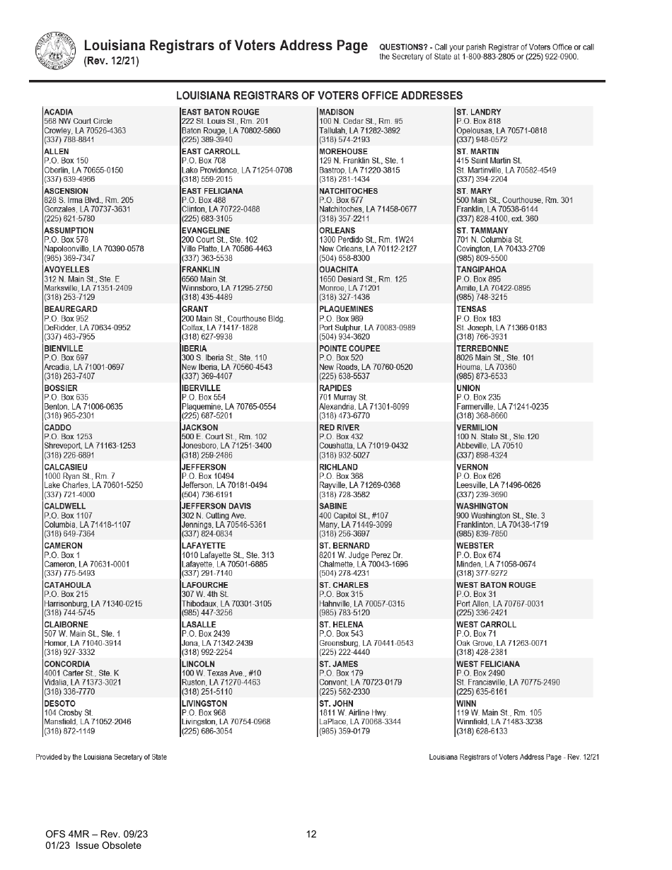 Form OFS4MR Application for Continued Assistance - Louisiana, Page 12