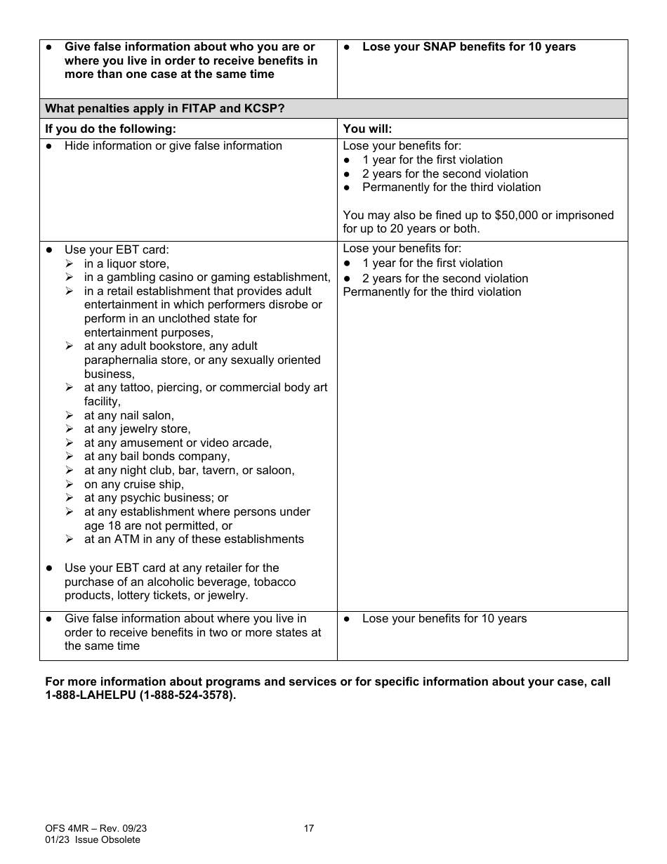 Form OFS4MR Application for Continued Assistance - Louisiana, Page 17