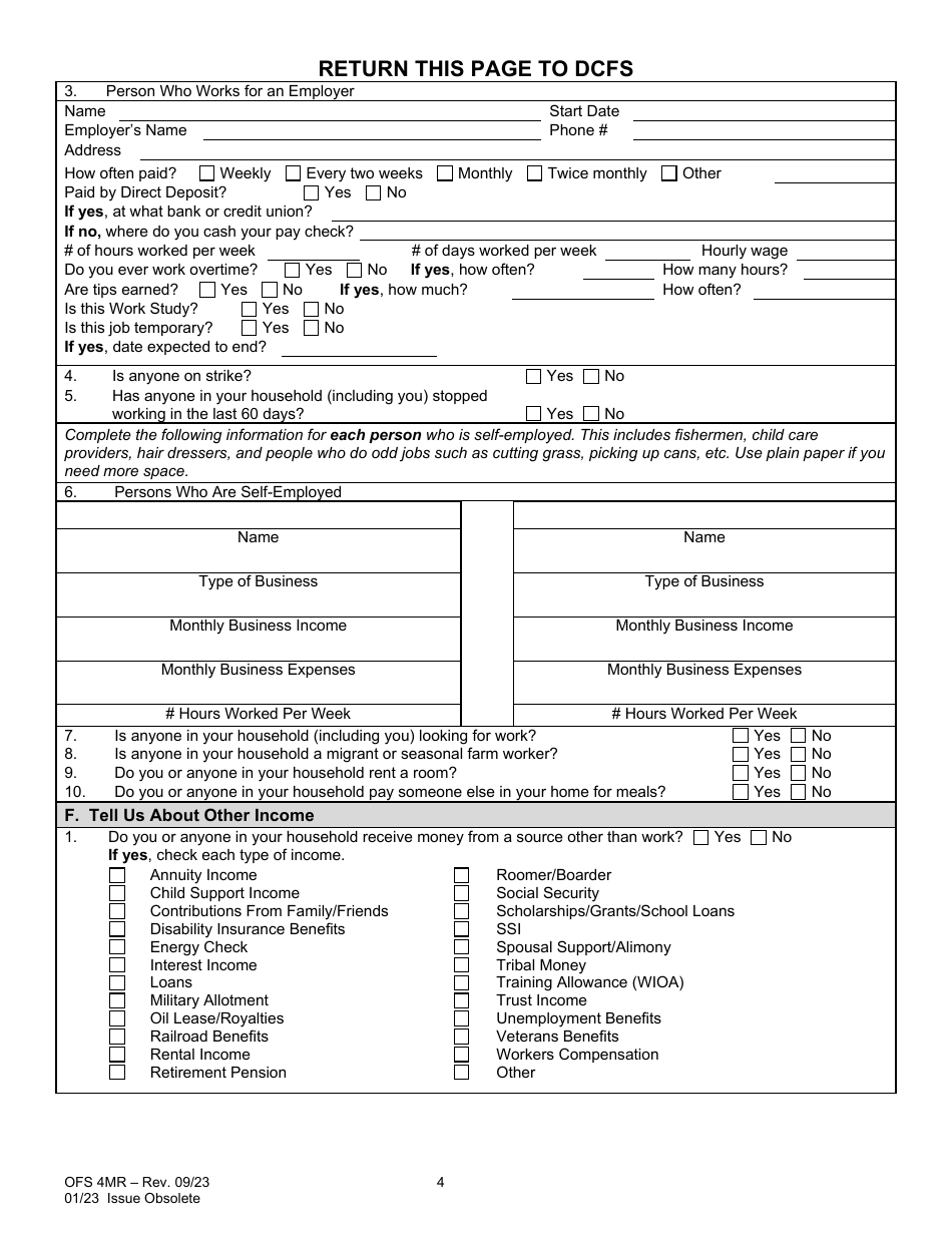 Form OFS4MR Application for Continued Assistance - Louisiana, Page 4