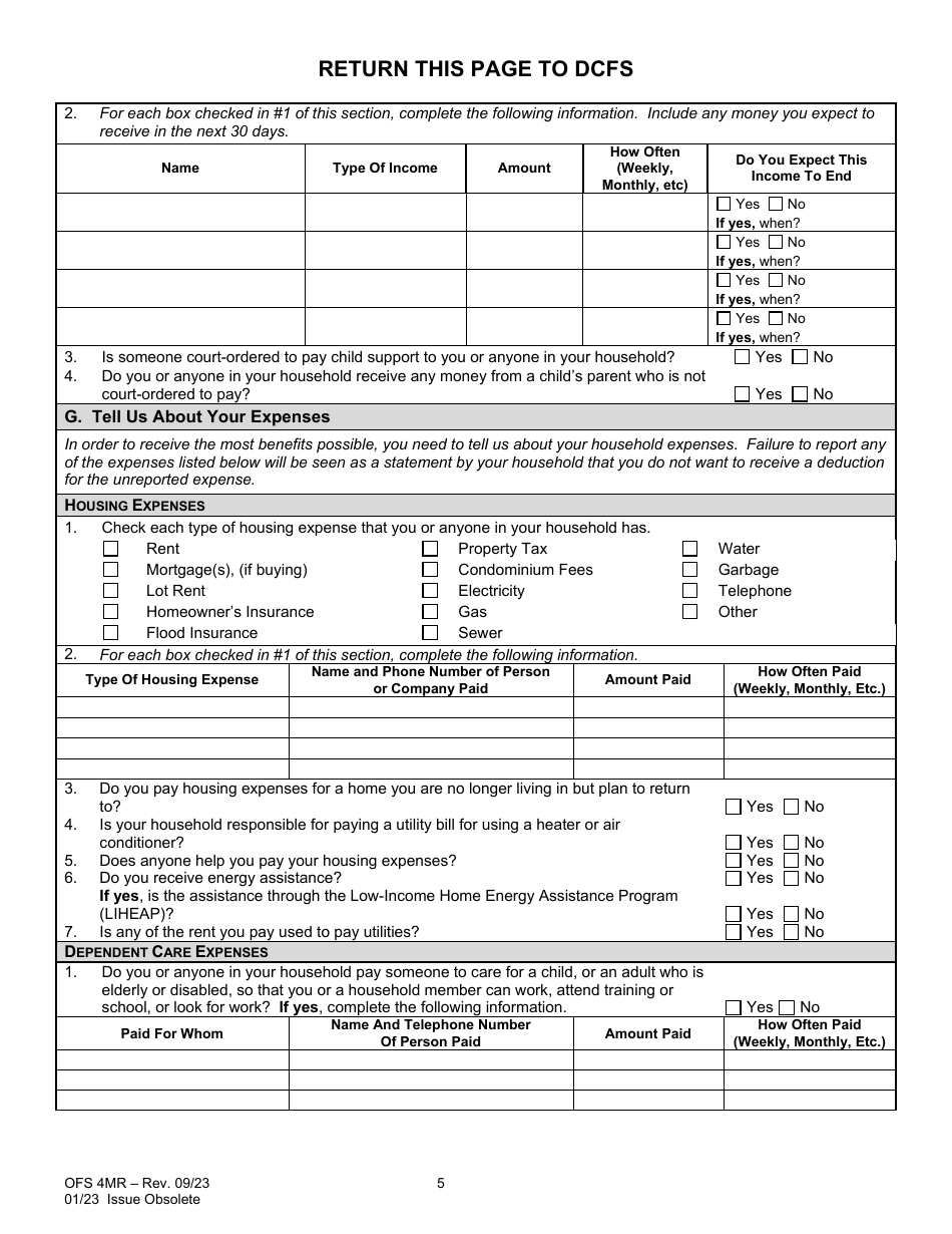 Form OFS4MR Application for Continued Assistance - Louisiana, Page 5
