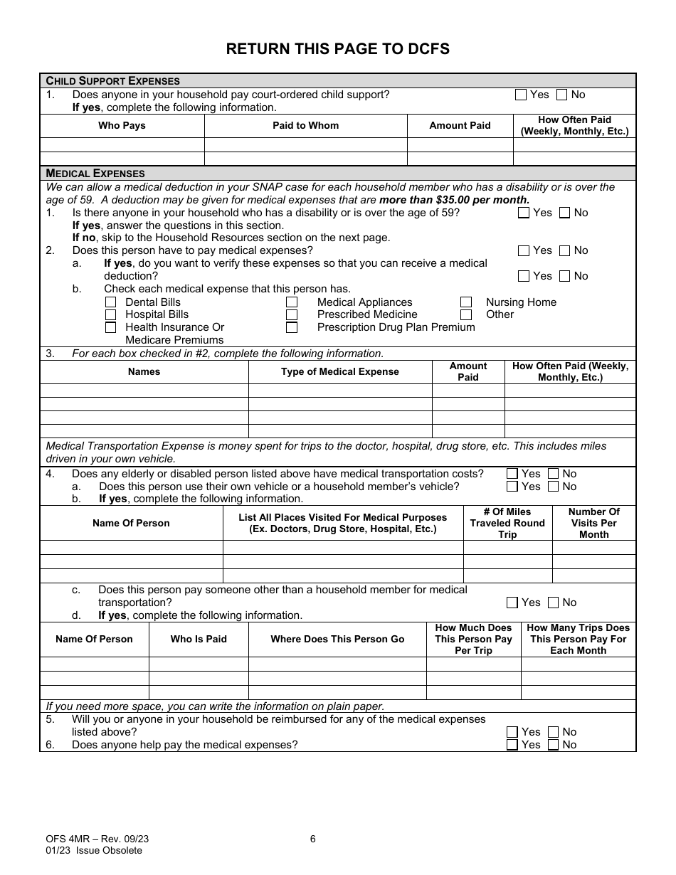 Form OFS4MR Application for Continued Assistance - Louisiana, Page 6