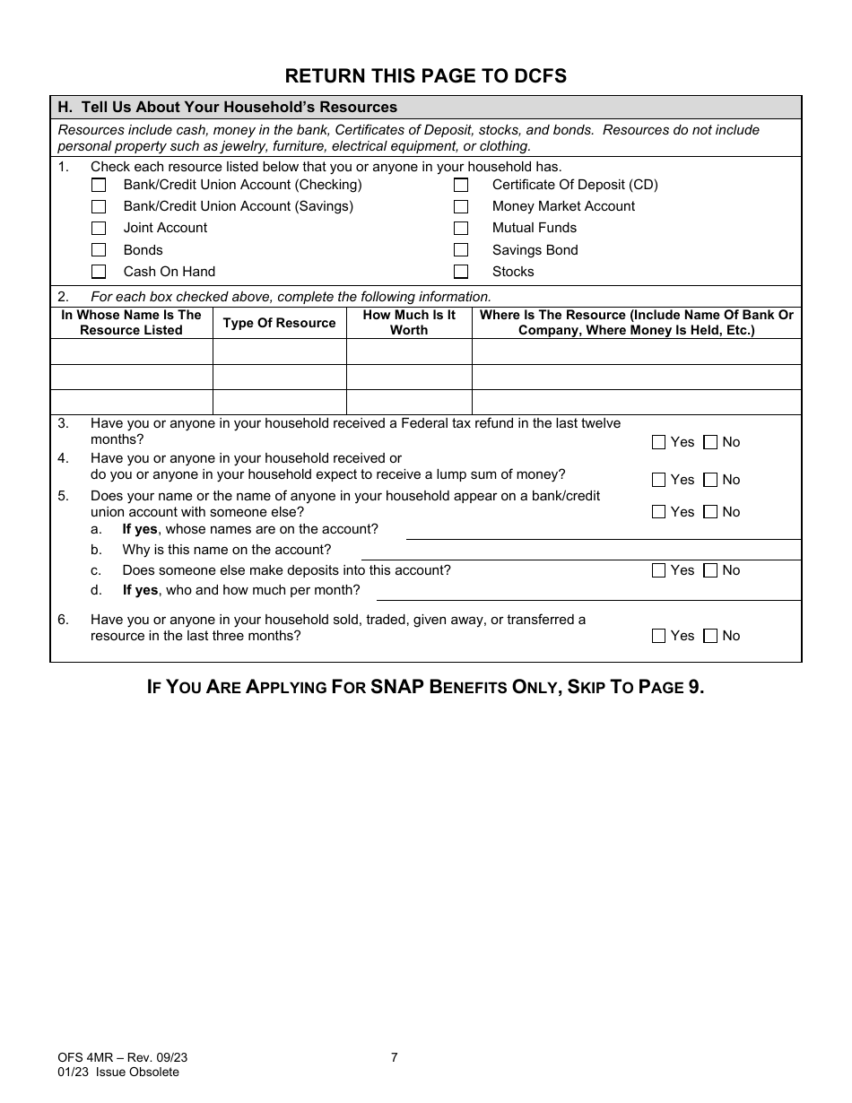 Form OFS4MR Application for Continued Assistance - Louisiana, Page 7