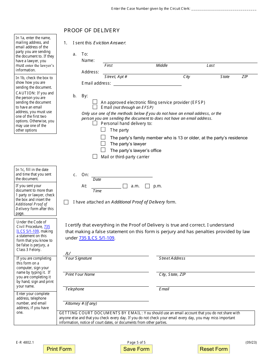 Form E-R4802.1 Eviction Answer, Defenses, and Counterclaims - Illinois, Page 5