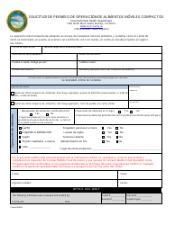 Document preview: Solicitud De Permiso De Operacion De Alimentos Moviles Compactos - Inyo County, California (Spanish)