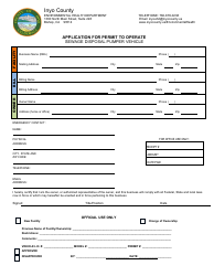 Document preview: Application for Permit to Operate - Sewage Disposal Pumper Vehicle - Inyo County, California