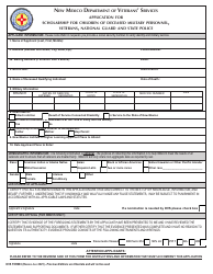 DVS Form 6 Application for Scholarship for Children of Deceased Military Personnel, Veterans, National Guard and State Police - New Mexico