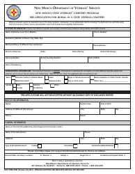 Document preview: DVS Form CEM1 Pre-application for Burial in a State Veteran Cemetery - New Mexico State Veterans' Cemetery Program - New Mexico