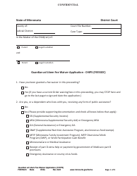 Document preview: Form FEE502C Guardian Ad Litem Fee Waiver Application - Chips - Minnesota