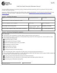 Document preview: Form 2947 Child Care Center Personnel Information Record - Texas