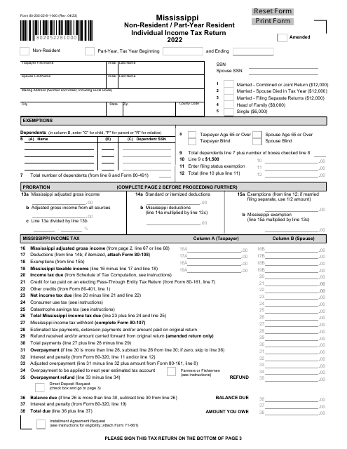 Form 80-205 2022 Printable Pdf