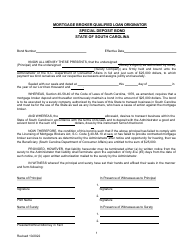 Document preview: Mortgage Broker Qualified Loan Originator Special Deposit Bond - South Carolina