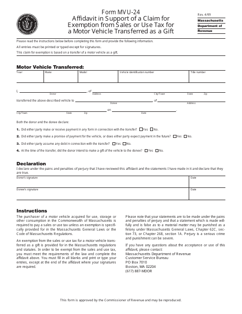 Form MVU-24  Printable Pdf