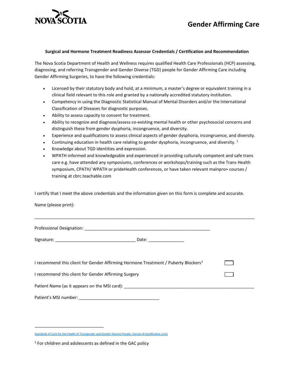 Gender Affirming Surgery Application - Nova Scotia, Canada, Page 5