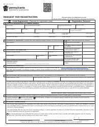 Form MV-140 Request for Registration - Pennsylvania