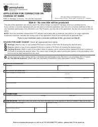 Document preview: Form MV-41A Application for Correction or Change of Name - Pennsylvania