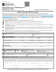Form MV-41A Application for Correction or Change of Name - Pennsylvania, Page 2