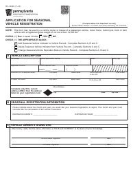 Document preview: Form MV-140SV Application for Seasonal Vehicle Registration - Pennsylvania