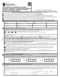 Document preview: Form MV-145V Application for Disabled Veteran, Severely Disabled Veteran Registration Plate or Severely Disabled Veteran Motorcycle Plate Decal - Pennsylvania