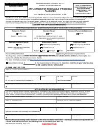 Document preview: Form BMV4826 Application for Removable Windshield Placards - Ohio