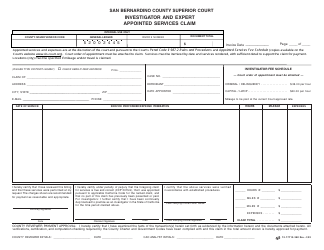 Document preview: Form 13-17713-360 Investigator and Expert Appointed Services Claim - County of San Bernardino, California