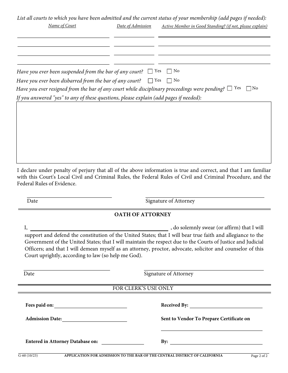 Form G-60 Download Fillable PDF or Fill Online Application for ...