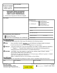 Form 1F-P-3022B Proposed Order Regarding Request for Transcript of Family Court Proceeding(S) - Hawaii