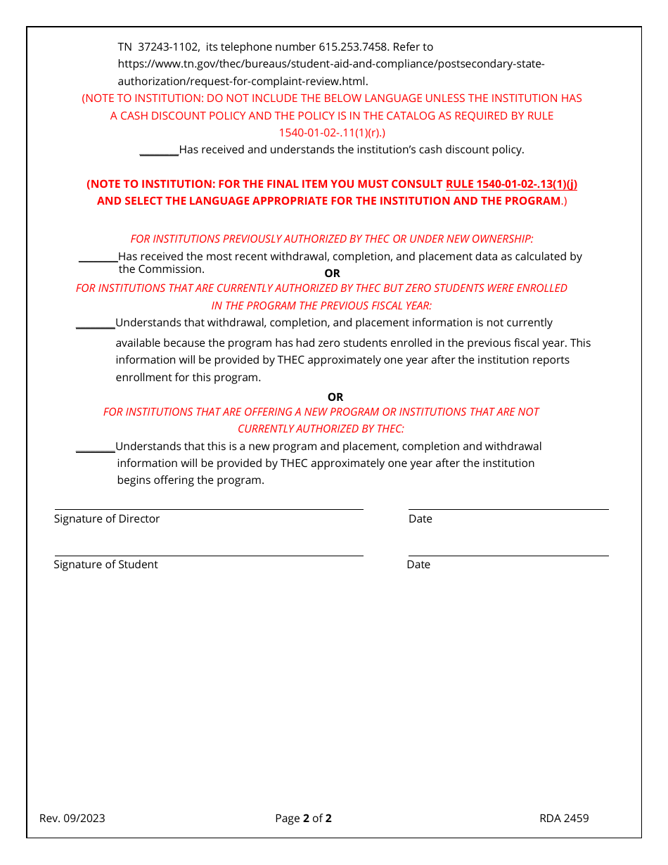 Application for Initial Authorization of a Postsecondary Educational Institution - Tennessee, Page 17