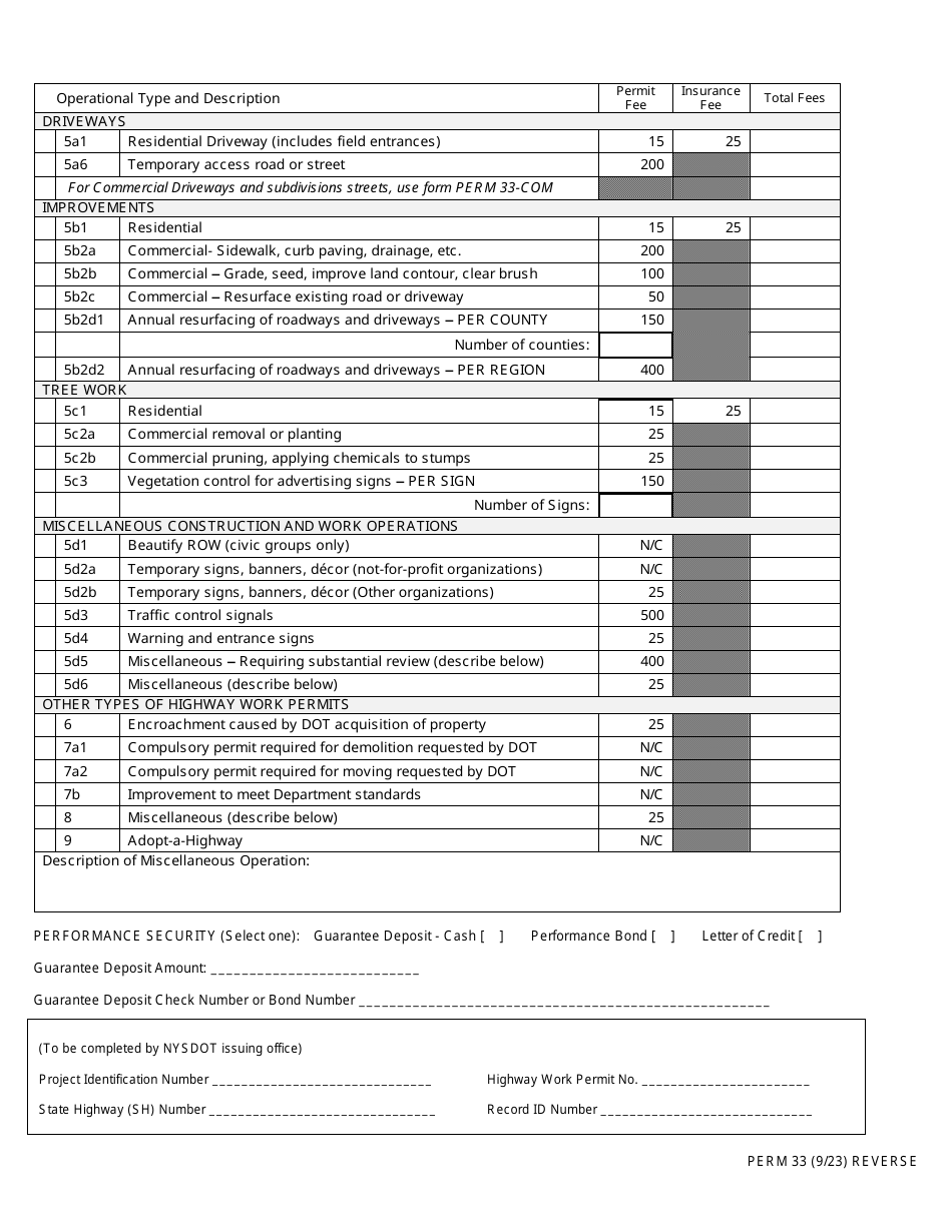 Form PERM33 Highway Work Permit Application for Non-utility Work - New York, Page 6