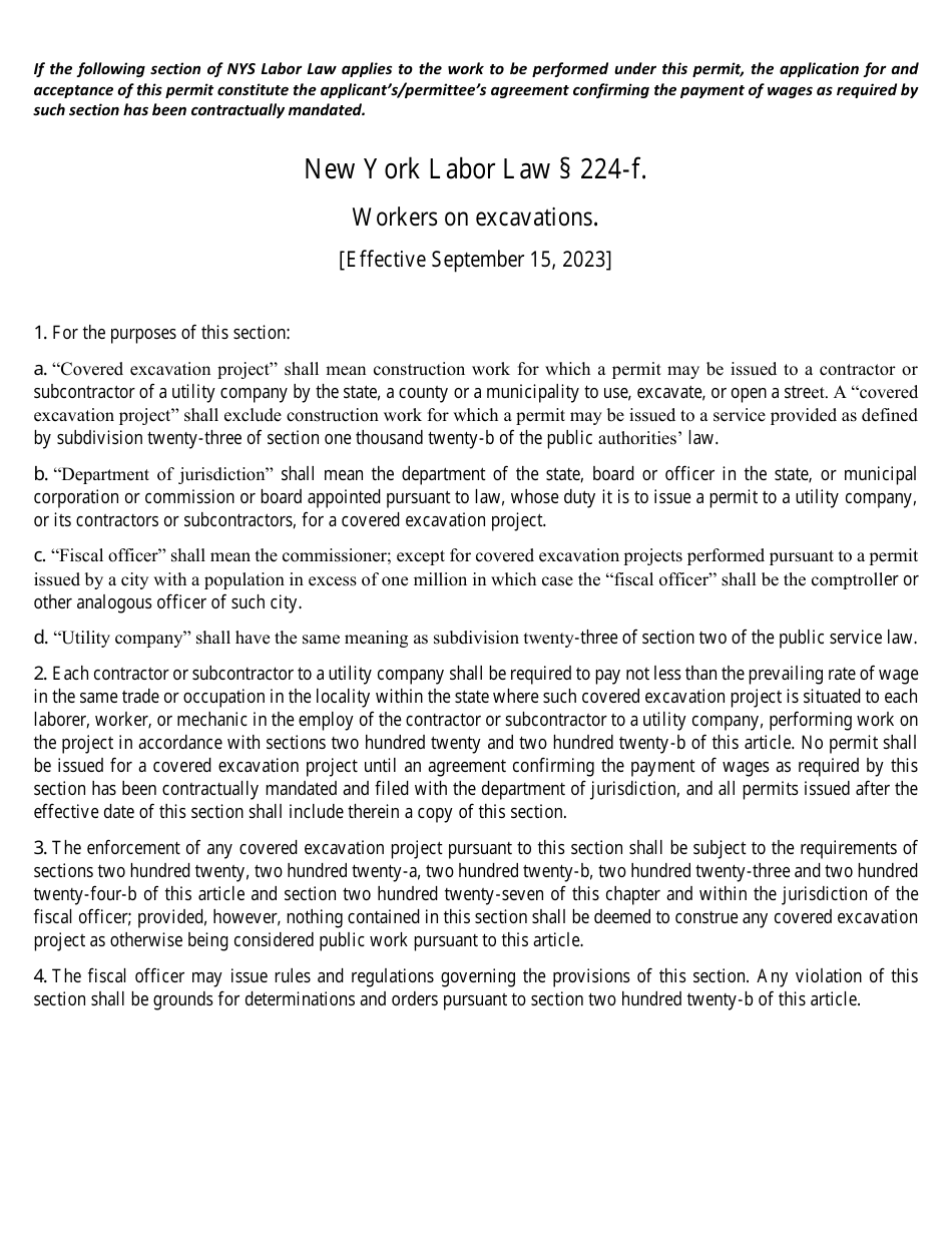 Form PERM33 Highway Work Permit Application for Non-utility Work - New York, Page 7