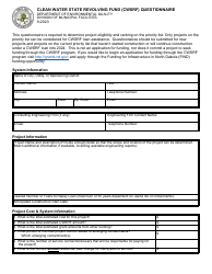 Document preview: Clean Water State Revolving Fund (Cwsrf) Questionnaire - North Dakota