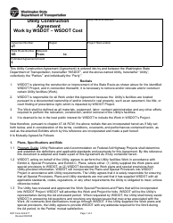 DOT Form 224-077 Utility Construction Agreement - Work by Wsdot - Wsdot Cost - Washington